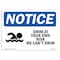 Signmission OSHA Sign, 7" H, Rigid Plastic, Swim At Your Own Risk We Can't Swim Sign With Symbol, Landscape OS-NS-P-710-L-18516 - alternate 1